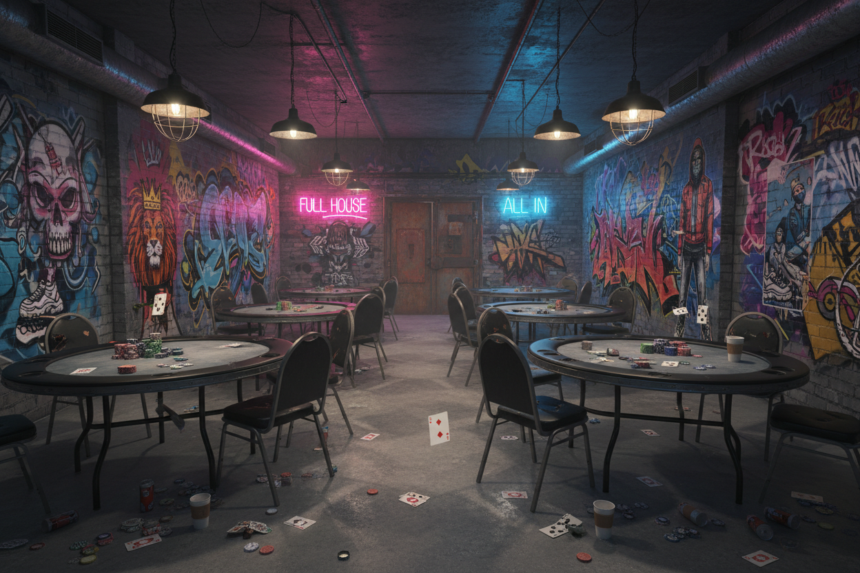 Edgy streetwear chaotic poker room